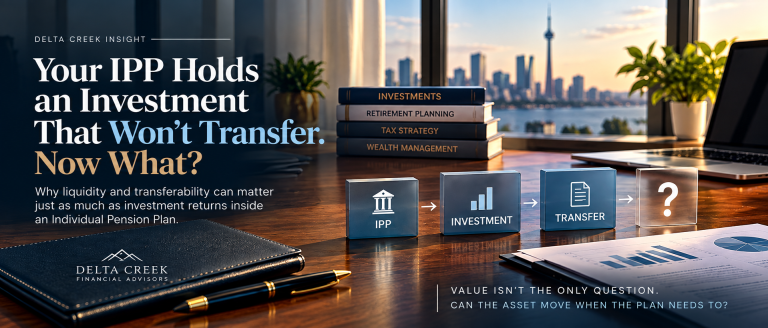 Individual Pension Plan investment transferability illustration showing an IPP asset encountering a transfer restriction, highlighting liquidity, custody and portability considerations.